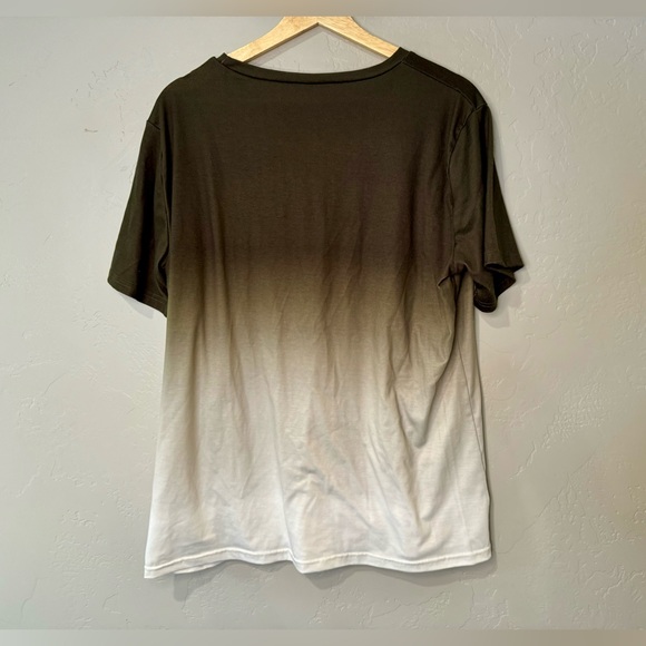 Brandy Melville Long Scoop Neck Soft Flowy Tee Shirt Olive Green Ombré XXL - Picture 3 of 12